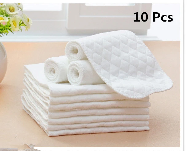 10 Pcs 10 шт. детские подгузники многоразовые вставка для подгузников хлопок 3 слоя моющиеся подгузники для новорожденных младенец уход за младенцем подгузник - Цвет: 10 Pcs