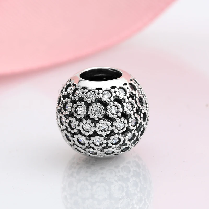 fashion 925 Sterling Silver Like sunflower sparkling CZ beads Fit Original Pandora Charm Bracelet Jewelry making