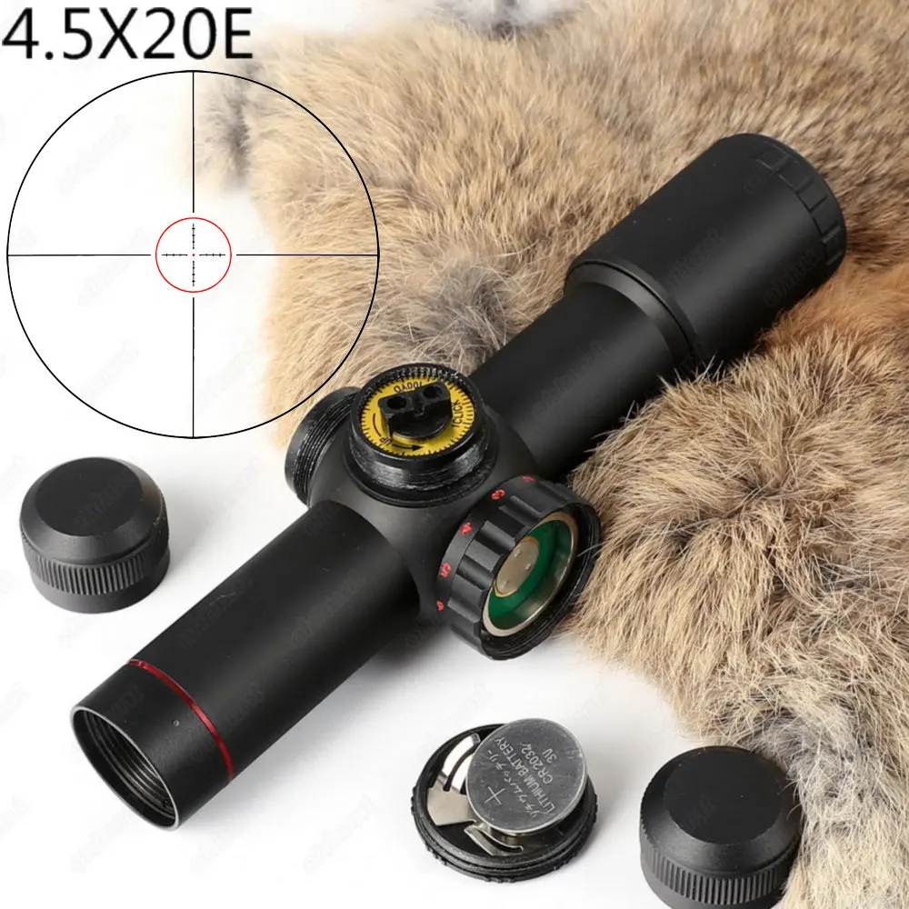 Компактный охотничий прицел Ohhunt 4.5x20E оптический с красной подсветкой и