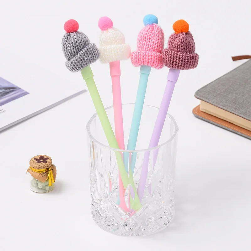 40 pcs Gel Pens Cartoon hat black colored kawaii gift gel-ink pens for writing Cute stationery office school supplies | Канцтовары для