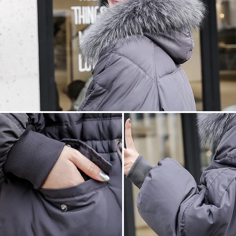 2019 Новое поступление Женская зимняя куртка негабаритная с меховым капюшоном