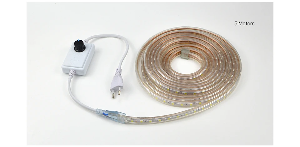 Диммируемая водонепроницаемая светодиодная лента 220 В переменного тока 5050 SMD 60 Светодиодный s/m Светодиодный светильник для сада и улицы декоративная лампа с вилкой европейского стандарта