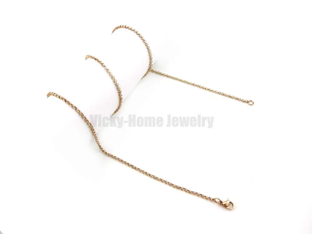 rose gold 2.0 мм 55 см 22 ''Роло цепь и цепи коробки цепь из нержавеющей стали - Окраска металла: rose gold