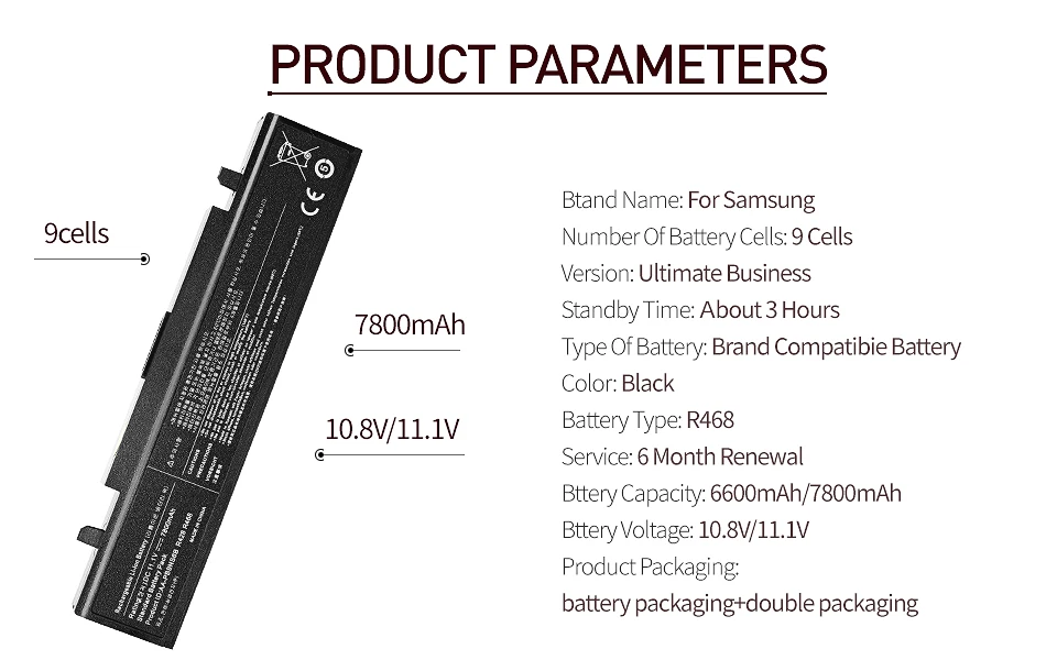 6600 мАч 9 ячеек Батарея AA-PB9NC6B для samsung R420 R428 R429 R430 R467 R468 R522 AA-PB9NC6W AA-PL9NC6B AA-PB9NS6W NP300E5C