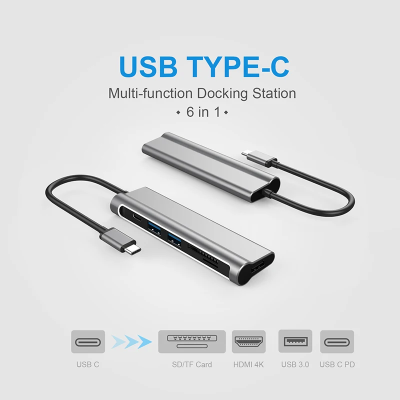 USB C3.1 концентратор адаптер Type C Thunderbolt 5 в 1 многопортовый ключ с 3 0 выход кардридер 2