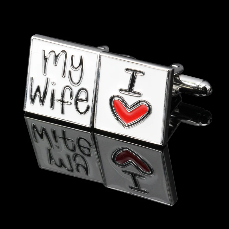 Высокое качество французский стиль запонки с надписью i Love My Wife для мужских