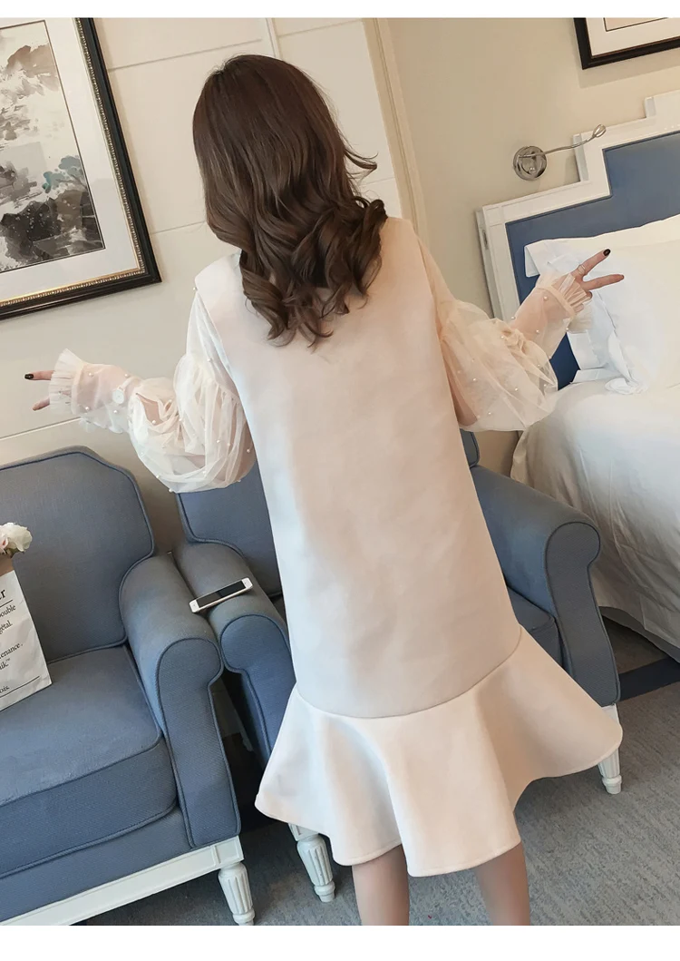Зимняя обувь для беременных женщин Новое поступление беременности и родам костюмы с платьем с длинным рукавом рубашки+ треугольный вырез платье-футляр; Русалка, костюм-двойка