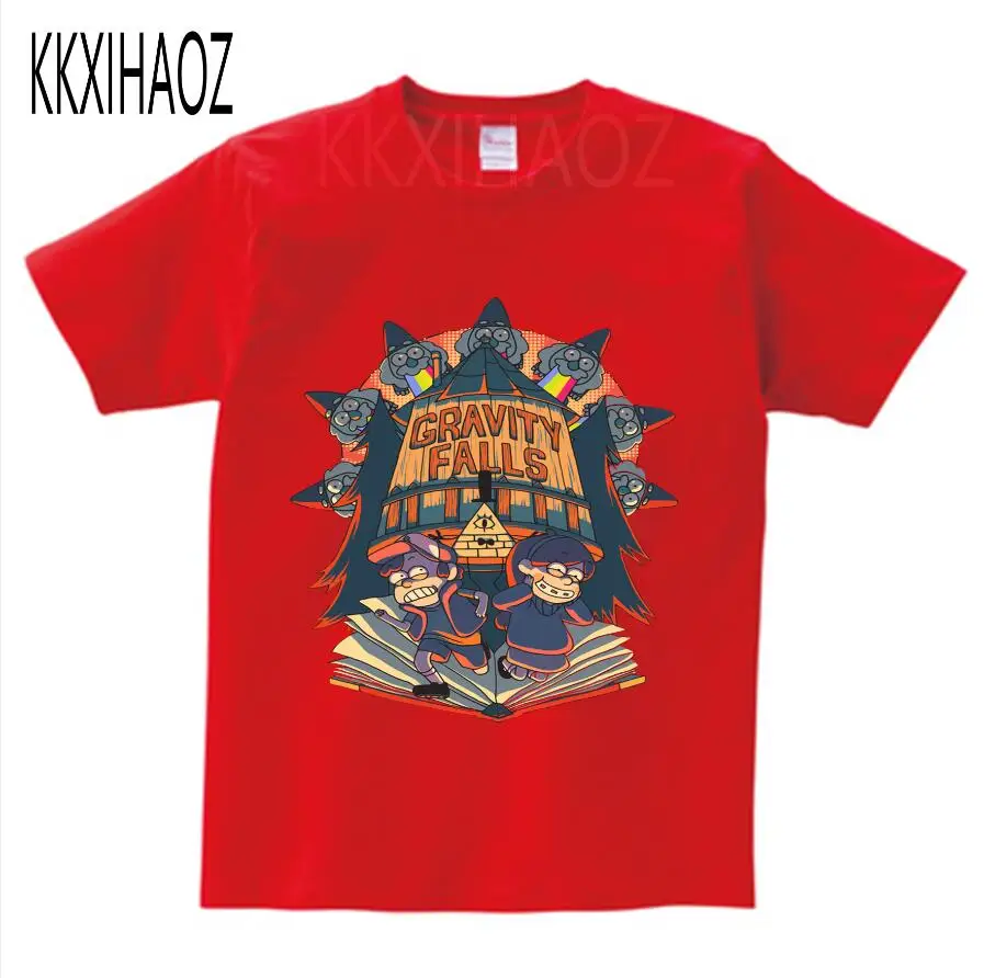 red childreT-shirt Детские летние футболки для мальчиков и девочек детская футболка с короткими рукавами с рисунком Гравити Фолз Мэйбл Диппер сосна одежда для малышей NN - Цвет: red childreT-shirt