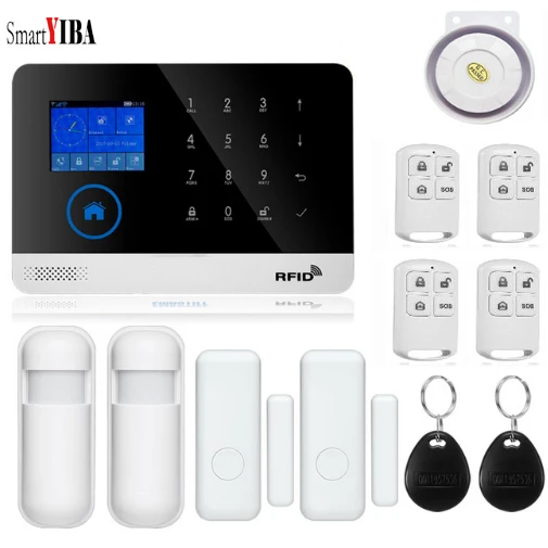 SmartYIBA GPRS Wi-Fi GSM сигнализация Охранная домашняя Многоязычная переключаемое приложение дистанционное управление беспроводной рычаг разрядка GSM сигнализация - Цвет: YB103815
