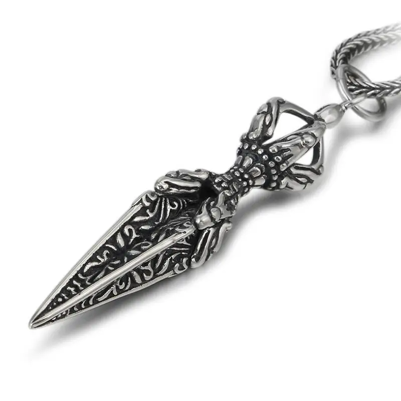 100% Серебро 925 пробы тибетская подвеска Dorje буддийская Vajra ожерелье Aulet|Ожерелья| |