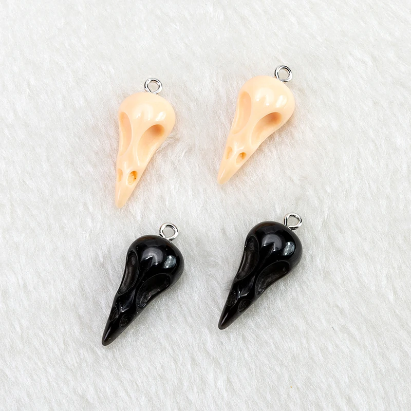 30Pcs 24.5.*12MM Crow Head Charms  Multicolor Flatback Resin Raven Skull Crafts  Pendants Earrings Keychain Diy  Making