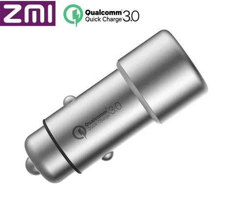 Xiaomi зми автомобиля Зарядное устройство с двумя портами USB QC3.0 Быстрая зарядка 5 В/2.4A 9В/2A 12 V/1.5A металлический бампер для iPhone samsung iPad - Тип штекера: only Zmi car charger