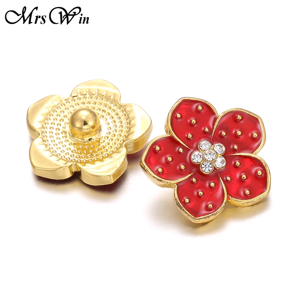 10pcs/lot New Gold Snap Jewelry Oil Painting Rhinestone Flower Button 18mm Charms for Women Fit Bracelet Necklace | Украшения и