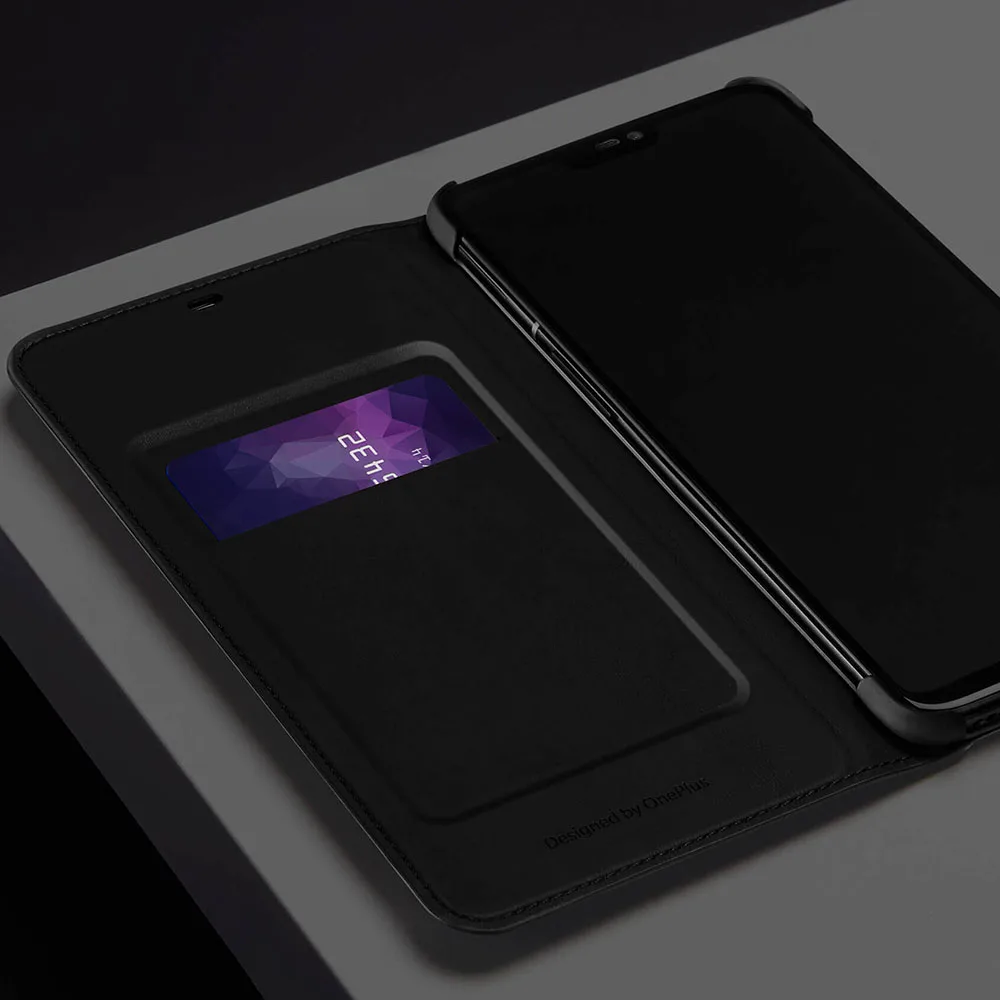 Оригинальный флип кейс OnePlus 6 T черный из искусственной кожи чехол для One Plus 6t Smart