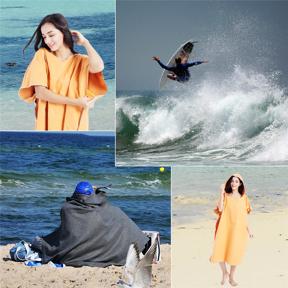 Zipsoft из микрофибры пляжное полотенце пончо изменение халат абсорбент различные