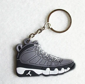 Мини Силиконовый Jordan 9 брелок сумка Шарм для женщин мужчин детей брелок подарки тапки держатель для ключей кулон аксессуары брелок на ключи в виде обуви - Цвет: Photo Color1