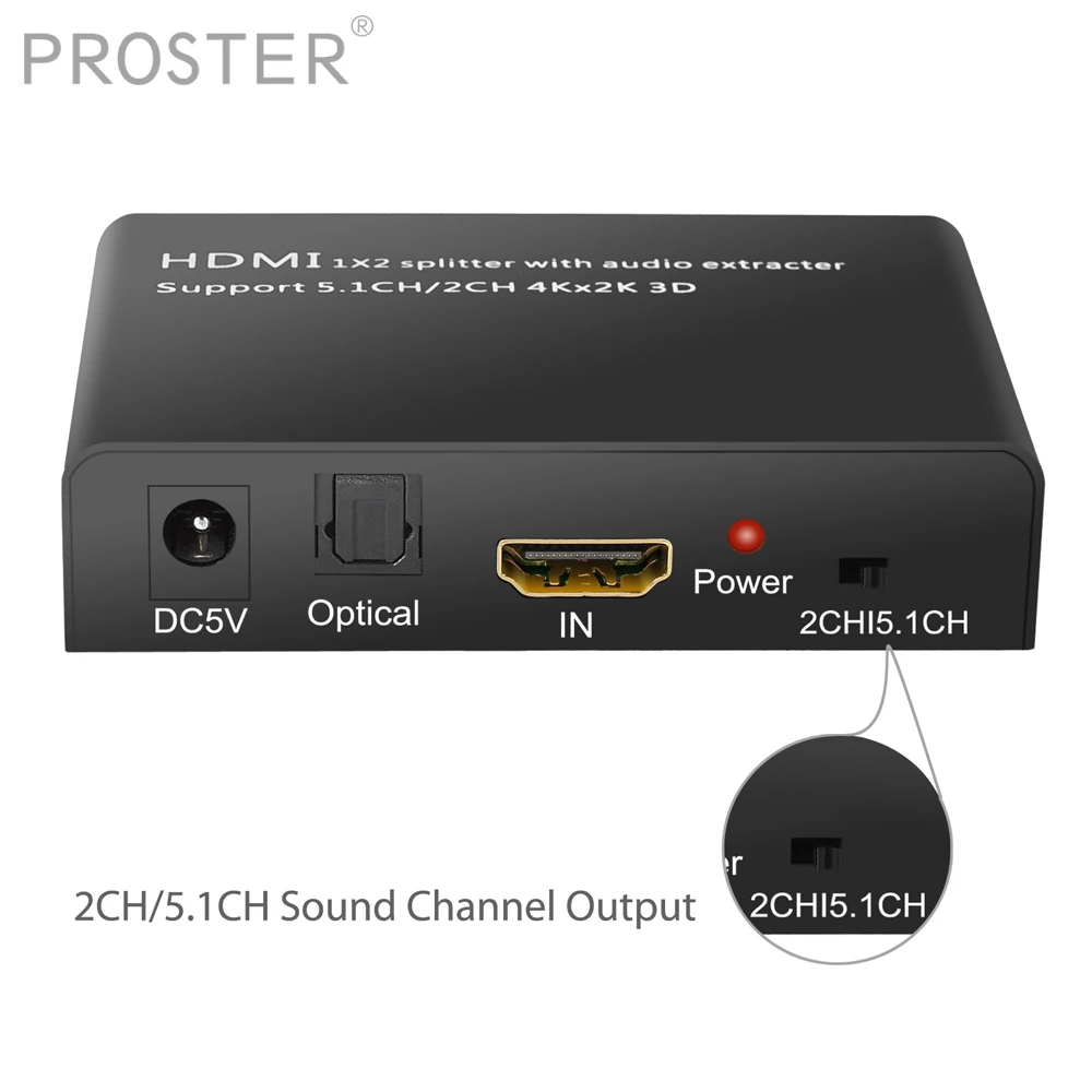 PROZOR 4K HDMI совместимый аудио экстрактор с 2 сторонним сплиттер цифровой аналоговый