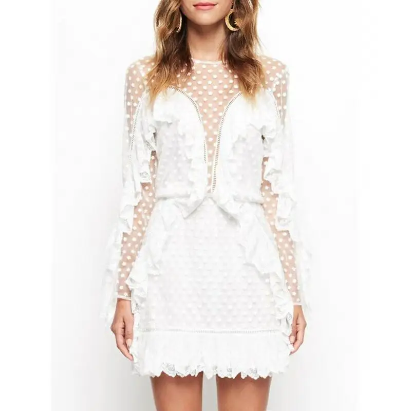 Robe femme 2019 посмотрите на Дешевое женское кружевное платье с длинными рукавами и