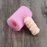 rose flower silicone candle moulds 3d cylindrical soap making form wedding scene decoration tool