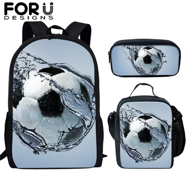 FORUDESIGNS/3 шт./компл. детские школьные сумки 3D Ice Soccerly/Ножной Мяч Узор рюкзак школьный рюкзак для подростков мальчиков и девочек книжные сумки Mochila - Цвет: HME699CGK