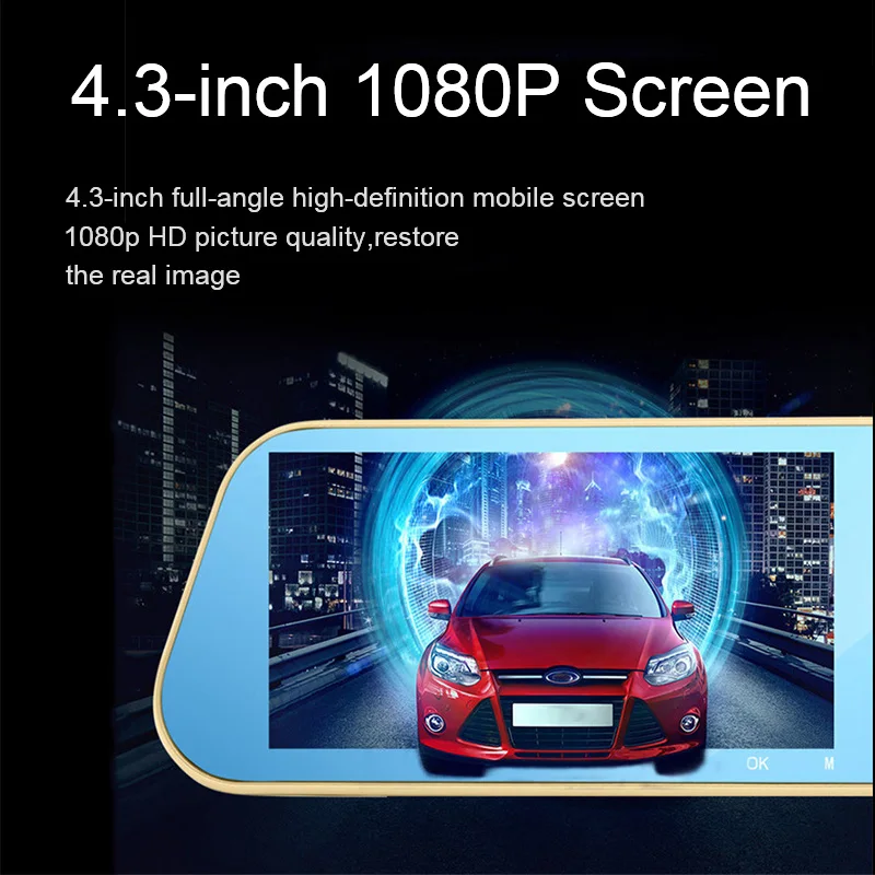 Автомобильный dvr dash cam era двойной объектив заднего вида Зеркало Авто dashcam рекордер