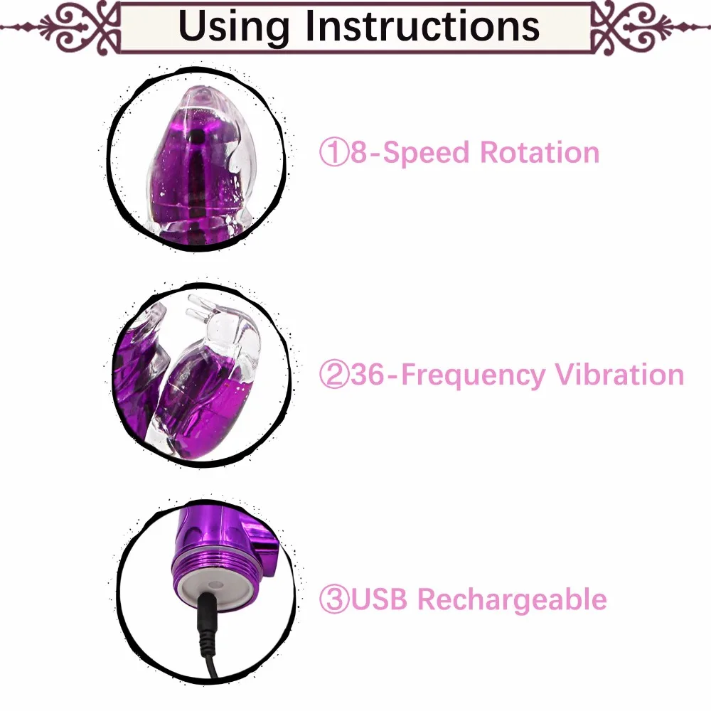 Перезаряжаемый вращающийся фаллоимитатор двойные вибраторы для женщин