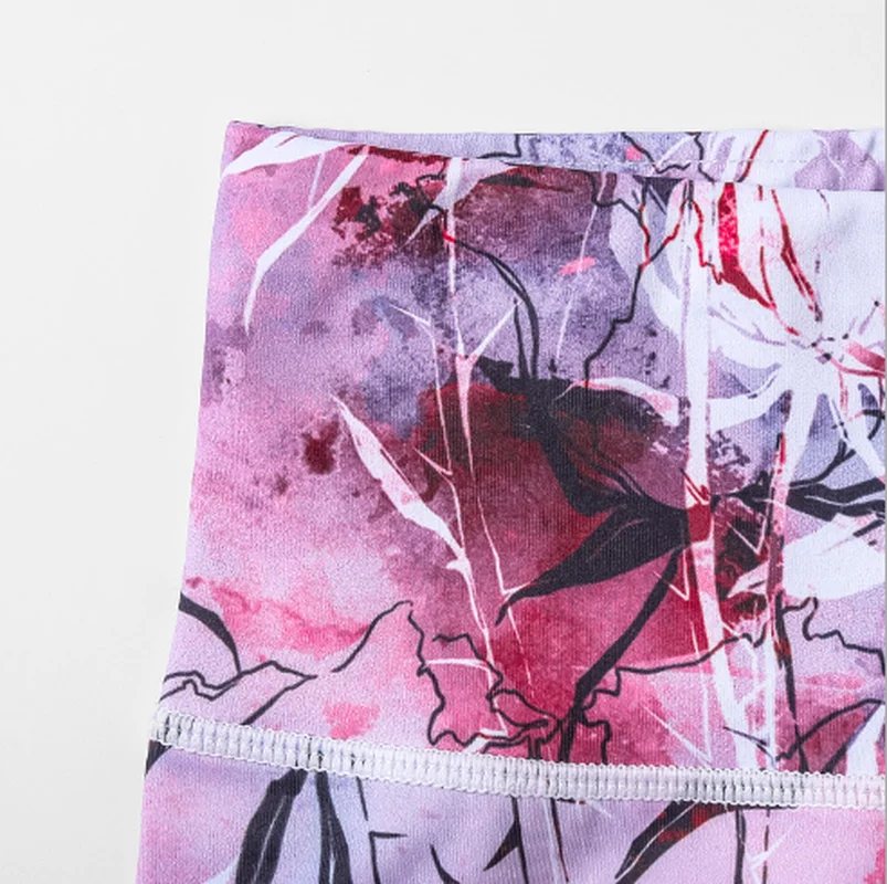 Женские сексуальные штаны для спортзала с цветочным принтом высокая талия