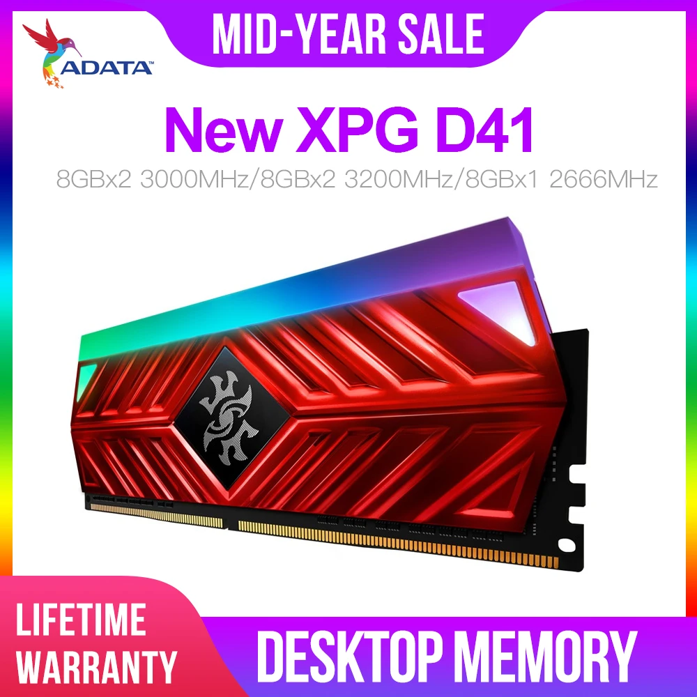 ADATA Новый XPG D41 PC Настольный модуль памяти Память 8GB16GB 2X8GB DDR4 PC4 3200Mhz 3000MHZ 2666MHZ DIMM 2666 3000