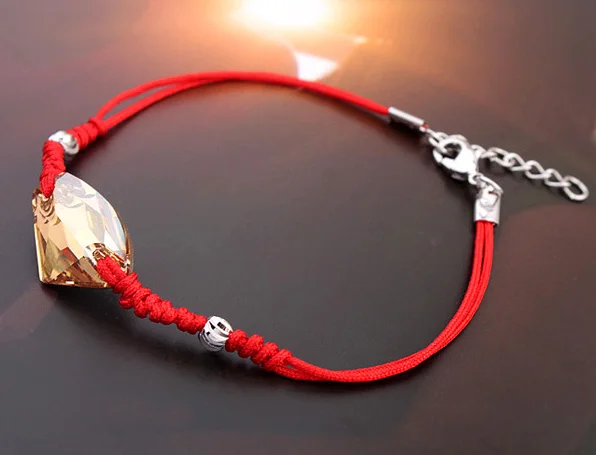 

ANNGIL Brand Crystal From Swarovski Charm Bracelets for Women Thin Red Thread String Rope Fashion Bracelet Bangles Jewelry