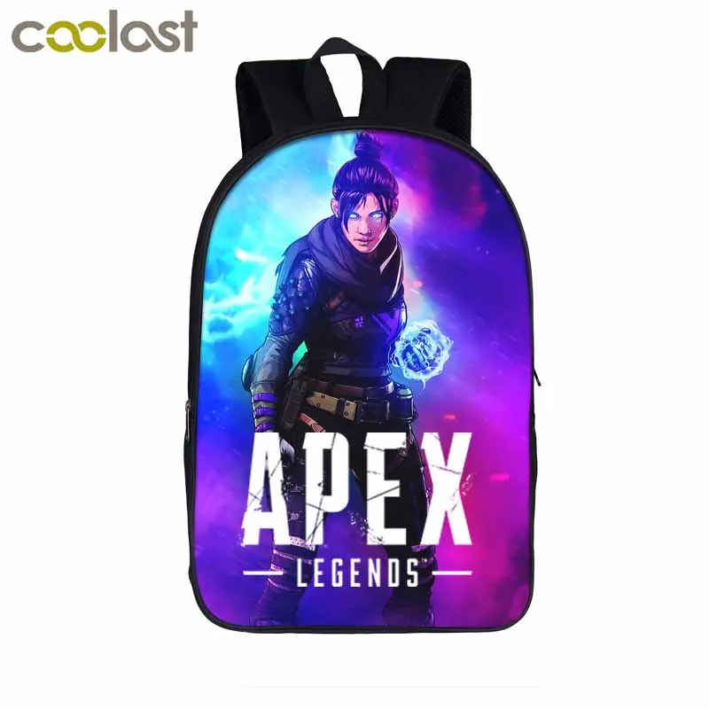 Рюкзак Apex Legends для подростков мальчиков и девочек; детские школьные сумки; Gibraltar Bloodhound; рюкзак с рисунком героя; детская сумка для книг; подарок - Цвет: 16apexlegends09