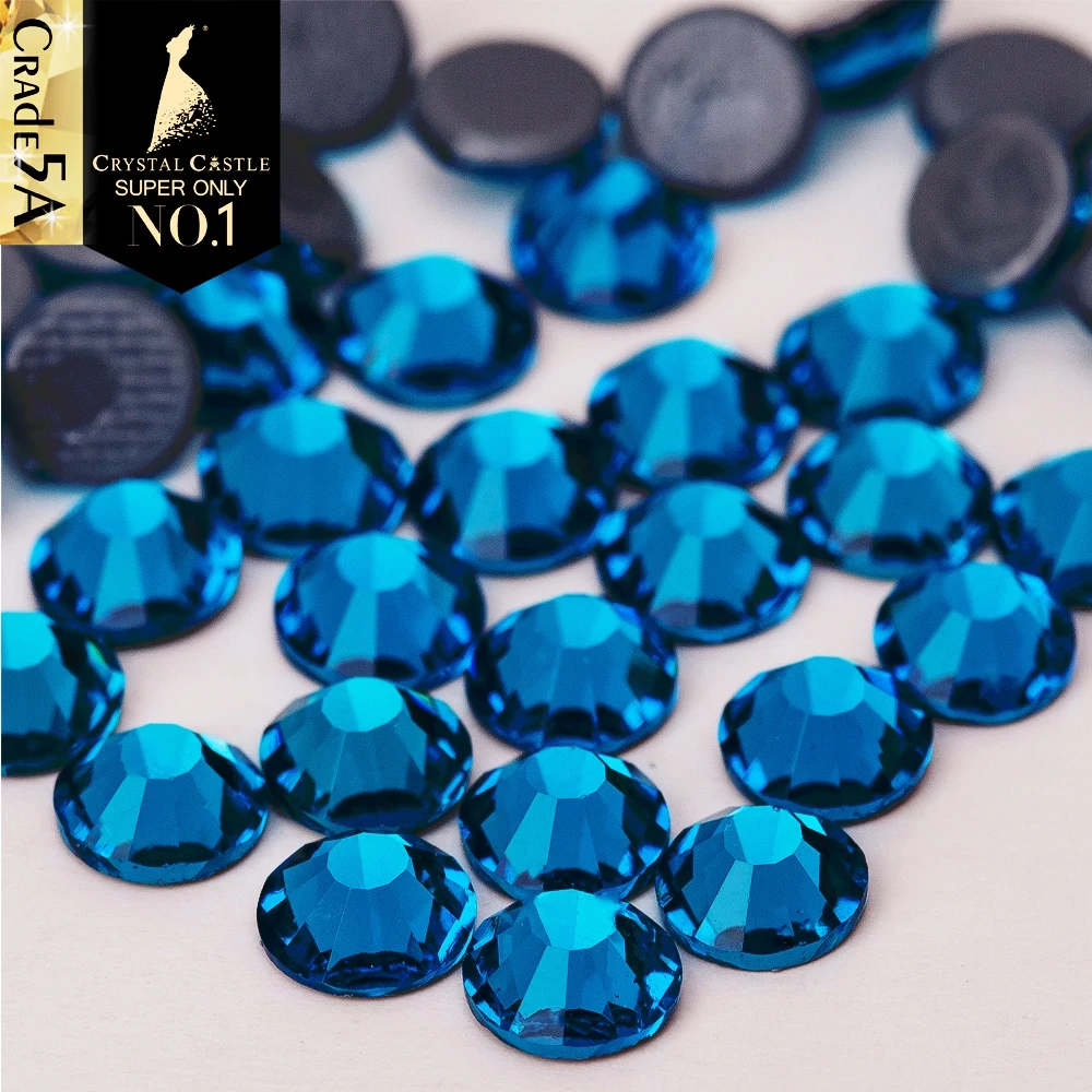 Хрустальный замок лучшее качество Капри синий Indicolite Монтана стразы горячей фиксации более блестящее супер