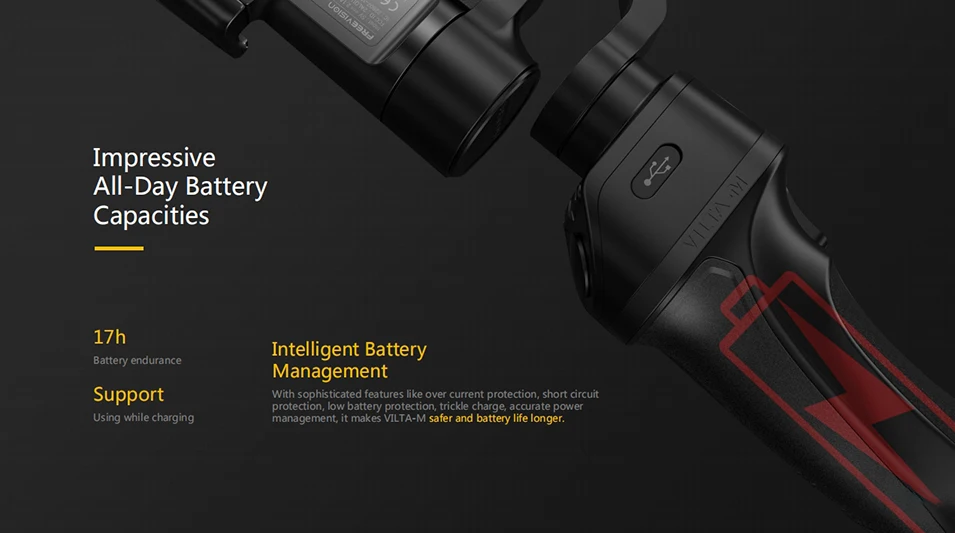 Freevision Vilta-М 3-осевое переносное карданное Bluetooth стабилизатор портативный шарнирный держатель для iPhone Android смартфоны для экшн-Камеры GoPro HERO