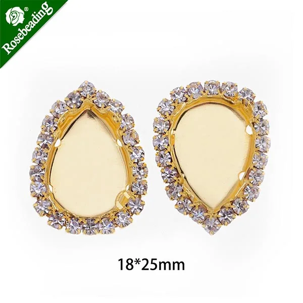 gold plated Стразы Коготь цепная основа Камея Кабошон База Установка fit Каплевидная форма драгоценный камень, продается 20 шт./лот - Цвет: gold plated