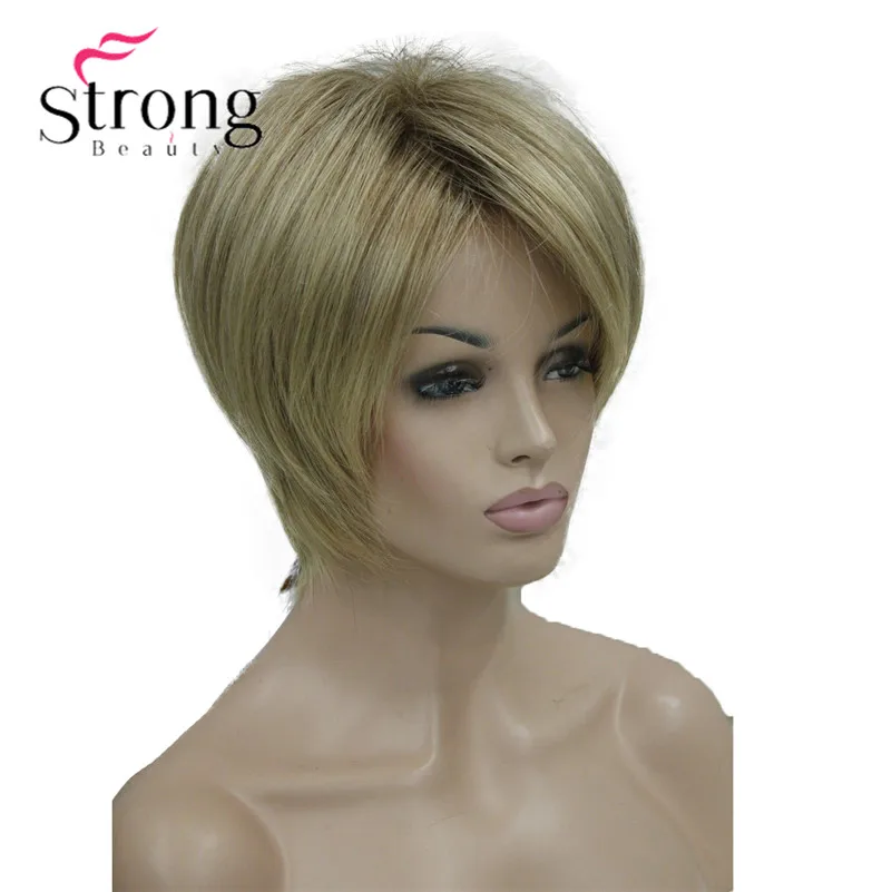 StrongBeauty короткий слоистый блондин Толстый Пушистый полный синтетический парик Тепло ОК цвета выбор