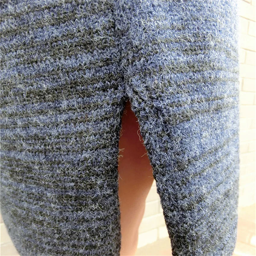 

New Autumn Winter Fashion Turtleneck Women Knitted Dress Thick Warm Knitted Sweater Pullover lady Midi Long Slim Dresses WZ057