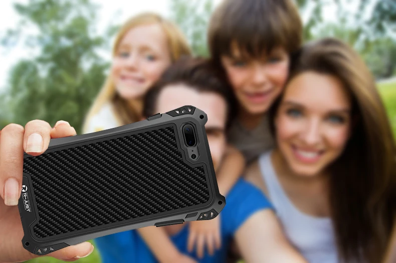 Newest AMIRA Case for iPhone 7 4.7 Waterproof Shockproof Carbon Fiber+Metal+Gorilla Glass Anti-impact Armor With Tempered R-just |