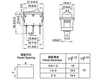 10 шт. белая кнопка переключатель 6A 250V KCD11 2Pin оснастки вкл/выключения кулисный 15 мм