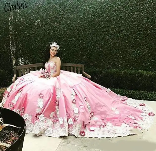 same as pic Роскошное Розовое Бальное платье Бальные платья со съемным шлейфом и кружевной аппликацией ручной работы с цветами вечерние платья для выпускного вечера - Цвет: same as pic