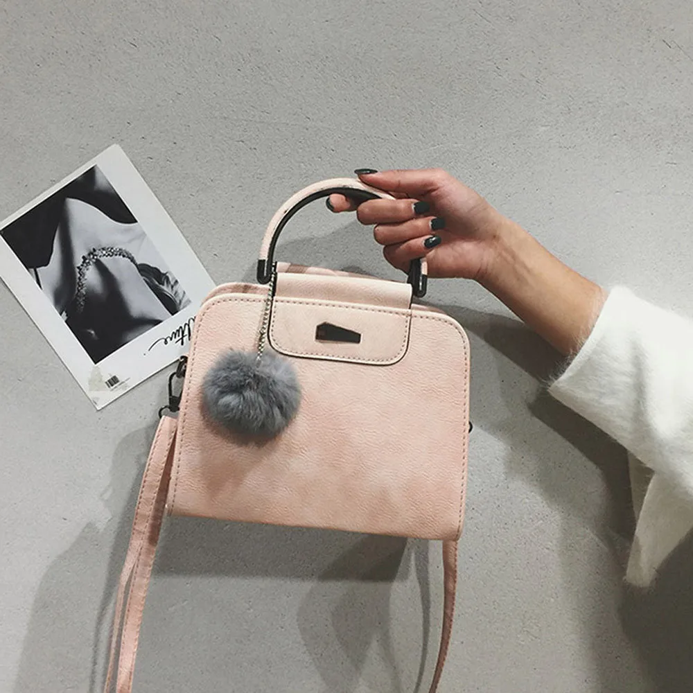 CONEED, женские сумки, Роскошные, меховые, с клапаном, для женщин, модные, одноцветные, с помпонами, простой дизайн, сумка на плечо, сумка-мессенджер, сумки на плечо, JUN3