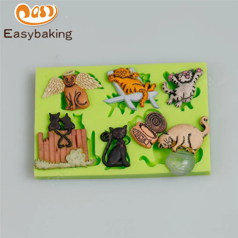 Различные милые кошки силиконовые формы греется или ловить тунец кошка