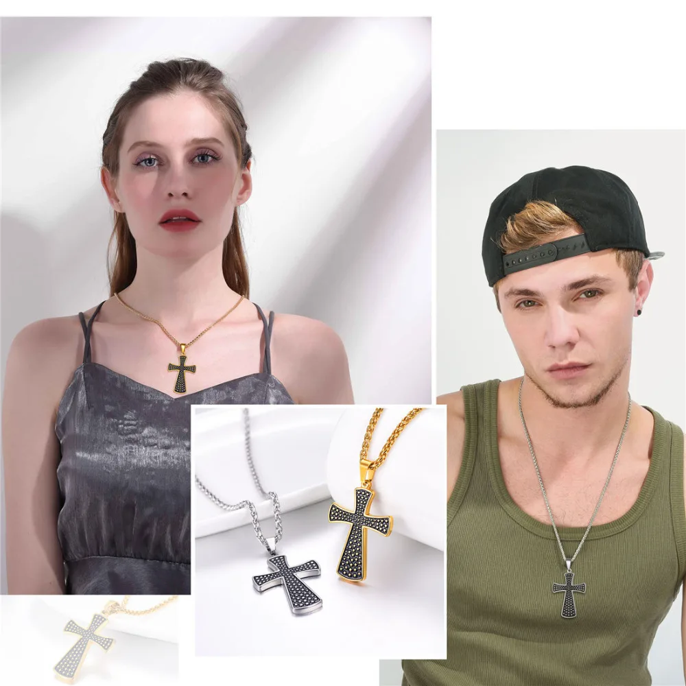Ожерелья и подвески крест Kpop из нержавеющей стали золотого/серебряного цвета с