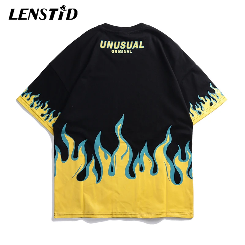 Футболка LENSTID мужская оверсайз в стиле Харадзюку уличная одежда хип хоп с принтом