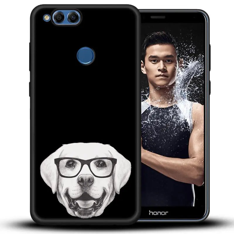 Мягкий ТПУ чехол для Huawei Honor 7X полностью защитный силиконовый черный телефона Fundas