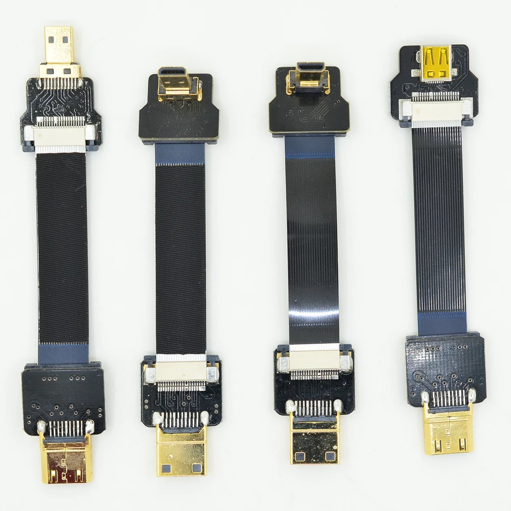 Плоский тонкий кабель FPV Mini HDMI к Micro MiniHDMI микроhdmi Угловой Мужской и Женский для HDTV