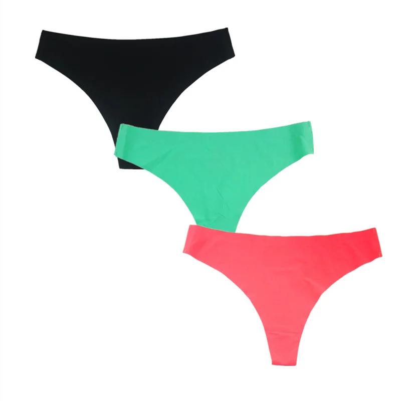Black Green Orange Горячие девушки бесшовные стринги для женщин ледяной шелк нижнее белье для женщин без линии женские трусики сексуальное женское нижнее белье женские микро-брюки Т-образной формы - Цвет: Black Green Orange
