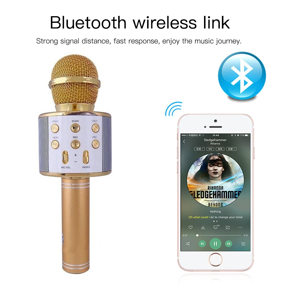 Travor Bluetooth беспроводной микрофон караоке динамик ручной музыкальный плеер для