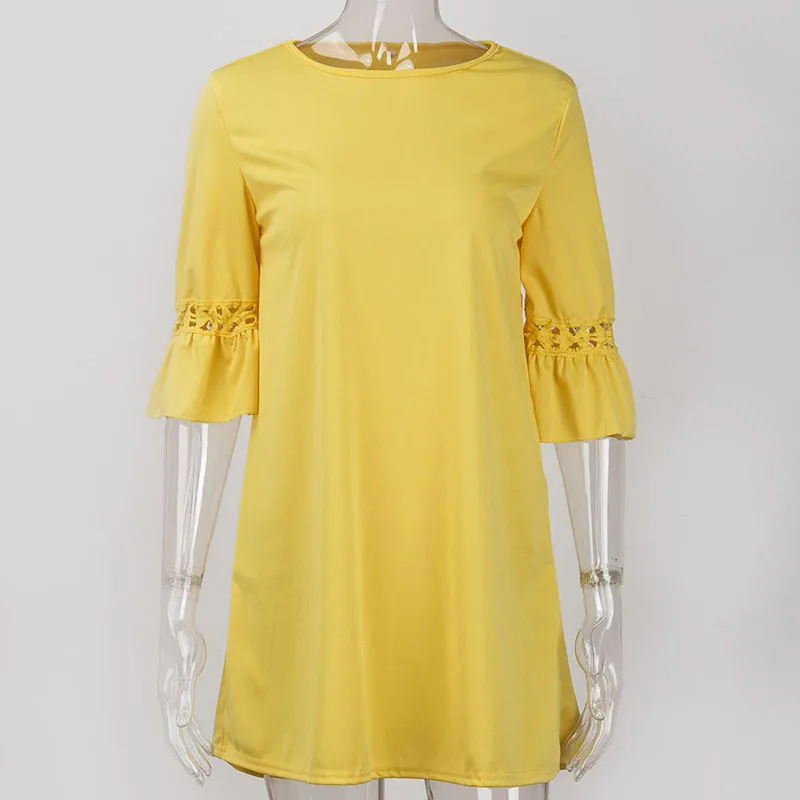 Повседневное свободное платье женское кружевное лоскутное открытое короткое