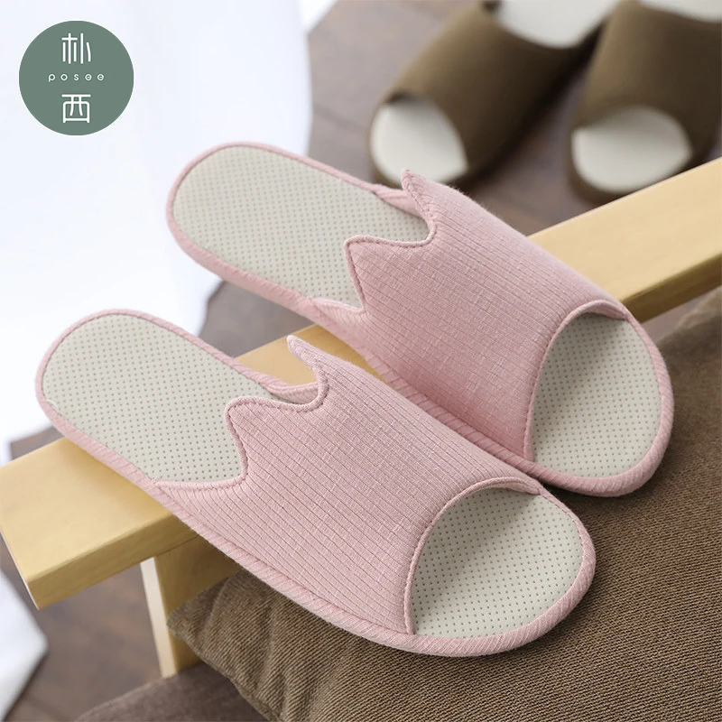 POSEE/Хлопковые льняные сандалии модные удобные домашние тапочки летние женские