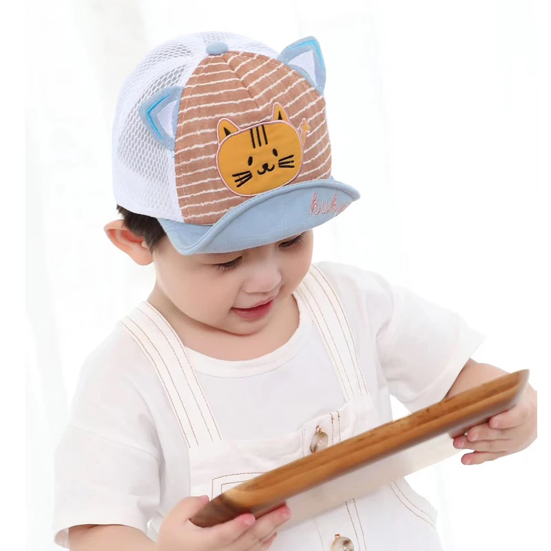 Милая детская шапка весенне-летняя бейсболка с кошкой для маленьких мальчиков и