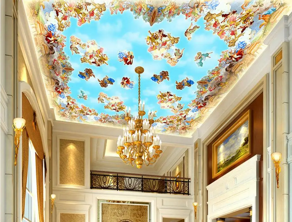 

Home Decoration European style ceiling backdrop decorative painting 3d ceiling murals wallpaper